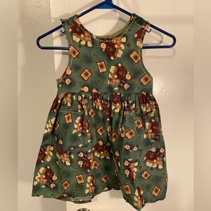 Charming Green Patterned Kids Dress